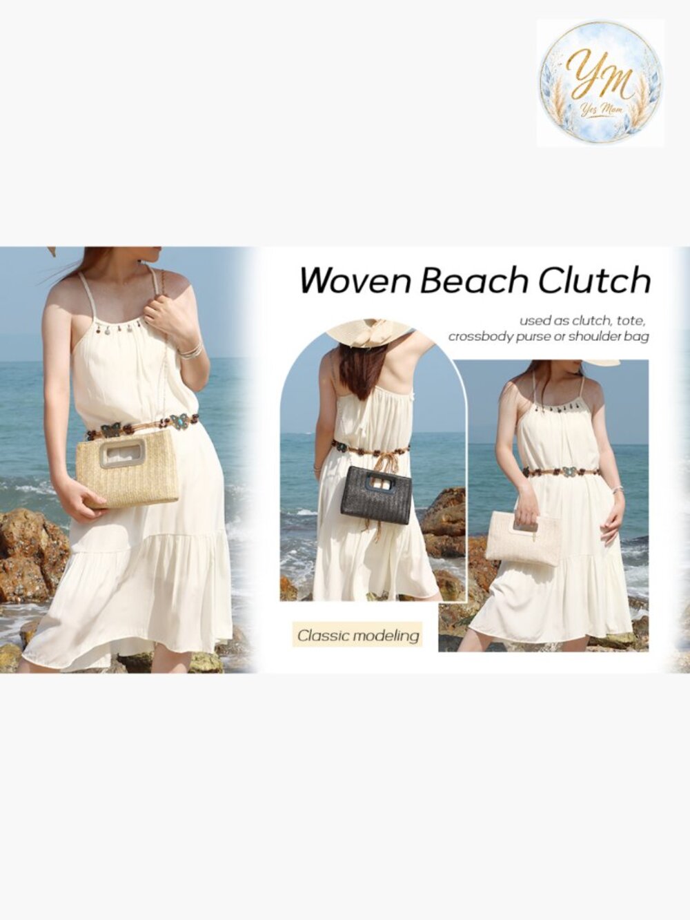 Top Handle Straw Clutch Handbag for Women Raffia Evening Bag Summer Beach - Picture 7 of 7